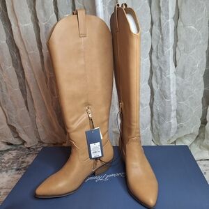 Universal Thread Women's 6.5 Tan Knee-High Western Pointed Toe Cowboy Boots